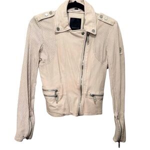 Mauritius Women's Cream Leather Motorcycle Jacket